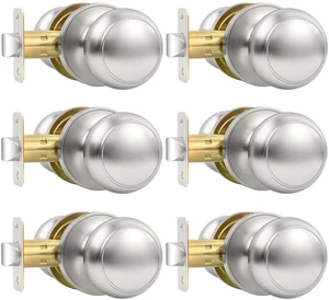 6 Pack Brushed Nickel Door Knob, Round Interior Door Knobs for Hallway Closet, Non-Locking Passage Door Knobs, Keyless Door Handles for Left/Right Handle Doors 6 Pack Brushed Nickel Door Knob, Round Interior Door Knobs for Hallway Closet, Non-Locking Passage Door Knobs, Keyless Door Handles for Left/Right Handle Doors
