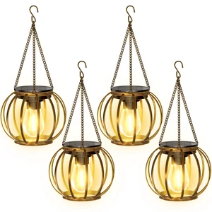 Solar Lanterns Outdoor Waterproof, 4 Pack Upgraded Bronze Metal Hanging Solar Lights Outdoor Lanterns, Brighter Auto On/Off Outdoor Hanging Lantern for Yard Patio Pathway Porch Garden Decor Solar Lanterns Outdoor Waterproof, 4 Pack Upgraded Bronze Metal Hanging Solar Lights Outdoor Lanterns, Brighter Auto On/Off Outdoor Hanging Lantern for Yard Patio Pathway Porch Garden Decor