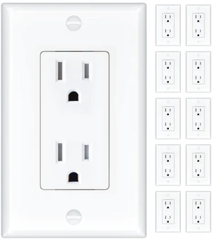10 Pack 15 Amp Tamper Resistant Wall Outlets UL Listed Decorator Electrical Receptacles with Wall Plates, 125V/1875W Electrical Outlets for Home, Office & Commercial Use, White 10 Pack 15 Amp Tamper Resistant Wall Outlets UL Listed Decorator Electrical Receptacles with Wall Plates, 125V/1875W Electrical Outlets for Home, Office & Commercial Use, White