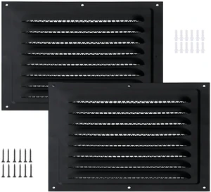 2pcs Attic Vent Soffit Vent Aluminum Wall Vent Metal Shed Vent Square Vent Louver Vent Grille with Built-in Insect Screen for Exterior Door House Attic Garage Ceiling (Black 12" x 8"-2 Pack) 2pcs Attic Vent Soffit Vent Aluminum Wall Vent Metal Shed Vent Square Vent Louver Vent Grille with Built-in Insect Screen for Exterior Door House Attic Garage Ceiling (Black 12" x 8"-2 Pack)