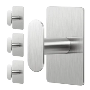 Adhesive Towel Hooks: 20LB Extra Strong Wall Hanger, Silver 4 Pack Adhesive Towel Hooks: 20LB Extra Strong Wall Hanger, Silver 4 Pack
