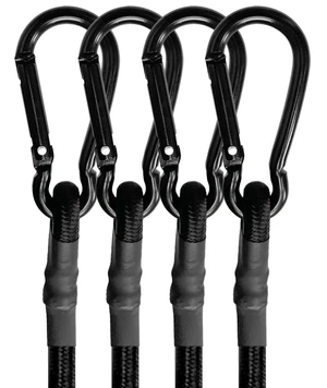 80in 4 Pcs Bungee Cords with Carabiner Hooks Heavy Duty, Outdoor Black Bungee Straps, Strong Industrial Grade Elastic Bungee Rope for Securing Tarps, Luggage, TentsBikes or Garden Tidying 80in 4 Pcs Bungee Cords with Carabiner Hooks Heavy Duty, Outdoor Black Bungee Straps, Strong Industrial Grade Elastic Bungee Rope for Securing Tarps, Luggage, TentsBikes or Garden Tidying