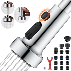 Kitchen Faucet Spray Head Replacement with 15 Adapters, Plastic Spray Nozzle for Kitchen Faucet 3 Modes, Compatible with American Standard Faucets, Pause Mode (Chrome) Kitchen Faucet Spray Head Replacement with 15 Adapters, Plastic Spray Nozzle for Kitchen Faucet 3 Modes, Compatible with American Standard Faucets, Pause Mode (Chrome)