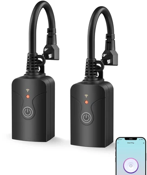 Outdoor Smart WiFi Plug, Heavy Duty 1 Grounded Outlet Timer, 2 Pack IP44 Weatherproof Timer Outlet with App Wireless Remote Control, Works with Alexa & Google Assistant, 2.4GHz Outdoor Smart WiFi Plug, Heavy Duty 1 Grounded Outlet Timer, 2 Pack IP44 Weatherproof Timer Outlet with App Wireless Remote Control, Works with Alexa & Google Assistant, 2.4GHz