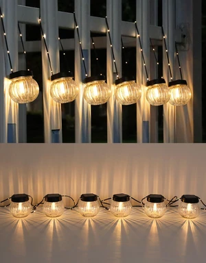 Solar Lights Outdoor Waterproof 12-Pack, Solar Powered Hanging Lantern Ribbed Glass Hanging Globes for Yard Decor Christmas Decoration, Shepherd Hook, Garden Tree Ornaments, Clear Solar Lights Outdoor Waterproof 12-Pack, Solar Powered Hanging Lantern Ribbed Glass Hanging Globes for Yard Decor Christmas Decoration, Shepherd Hook, Garden Tree Ornaments, Clear