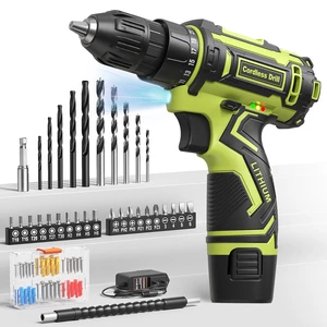 Cordless Drill Set,12V Power Drill Driver 3/8" Keyless Chuck with 92 Acessories, Built-in LED Light, 25+1 Position, Electric Drill for Home DIY Projects (Green) Cordless Drill Set,12V Power Drill Driver 3/8" Keyless Chuck with 92 Acessories, Built-in LED Light, 25+1 Position, Electric Drill for Home DIY Projects (Green)