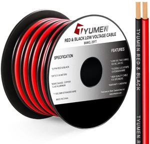 8 Gauge Wire 25FT, 8AWG Red Black Electrical Wire LED Strips Extension Cord 12V/24V DC Cable, 8 AWG 2 Conductors Flexible Low Voltage Wire for in-Home, Autos, Speaker use 8 Gauge Wire 25FT, 8AWG Red Black Electrical Wire LED Strips Extension Cord 12V/24V DC Cable, 8 AWG 2 Conductors Flexible Low Voltage Wire for in-Home, Autos, Speaker use