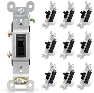 Single Pole Toggle Light Switch, 15 Amp, 120 Volt, Toggle Framed AC Quiet Switch, In Wall On/Off Switch Replacement, Self-Grounding, Residential and Commercial Grade, UL (10 Pack, Glossy Black) Single Pole Toggle Light Switch, 15 Amp, 120 Volt, Toggle Framed AC Quiet Switch, In Wall On/Off Switch Replacement, Self-Grounding, Residential and Commercial Grade, UL (10 Pack, Glossy Black)