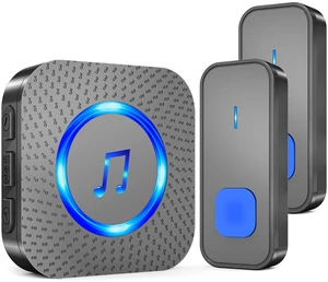 Wireless Doorbell with 1 receiver 2 Buttons,IP55 Waterproof Doorbell,1300 FT/400M Remote Doorbell,55 Chimes 5 Volume,Colorful LED Flashing,110 db Loud Volume,For Home/Classroom Wireless Doorbell with 1 receiver 2 Buttons,IP55 Waterproof Doorbell,1300 FT/400M Remote Doorbell,55 Chimes 5 Volume,Colorful LED Flashing,110 db Loud Volume,For Home/Classroom