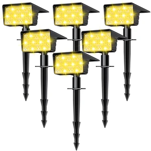 Solar Spot Lights Outdoor with 60 LED & Auto On/Off, 6 Pack Solar Lights Outdoor Waterproof IP68 with 3 Lighting Modes, 2-in-1 Solars Landscape Light for Outside, Garden, Yard(Warm White) Solar Spot Lights Outdoor with 60 LED & Auto On/Off, 6 Pack Solar Lights Outdoor Waterproof IP68 with 3 Lighting Modes, 2-in-1 Solars Landscape Light for Outside, Garden, Yard(Warm White)