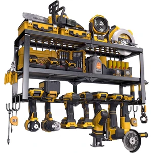 Power Tool Organizer for Tool Storage, Drill Holder Wall Mount with Screwdriver Organizer, Tool Holder for Garage Wall Organization, Heavy Duty Metal Tool Shelf with Battery Holder Power Tool Organizer for Tool Storage, Drill Holder Wall Mount with Screwdriver Organizer, Tool Holder for Garage Wall Organization, Heavy Duty Metal Tool Shelf with Battery Holder