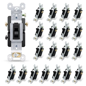 3 Way Toggle Light Switch, 15 Amp, 120 V, Toggle Framed AC Quiet Switch, in Wall On/Off Switch Replacement, Self-Grounding, Residential and Commercial Grade, UL Listed (20 Pack, Glossy Black) 3 Way Toggle Light Switch, 15 Amp, 120 V, Toggle Framed AC Quiet Switch, in Wall On/Off Switch Replacement, Self-Grounding, Residential and Commercial Grade, UL Listed (20 Pack, Glossy Black)