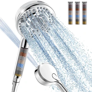 Filtered Shower Head with Handheld,9-Spray Setting High Pressure Detachable Shower Head with 4 Filters for Hard Water - Filter Chlorine, Improve Skin and Hair Texture(4 Filters, Chrome) Filtered Shower Head with Handheld,9-Spray Setting High Pressure Detachable Shower Head with 4 Filters for Hard Water - Filter Chlorine, Improve Skin and Hair Texture(4 Filters, Chrome)