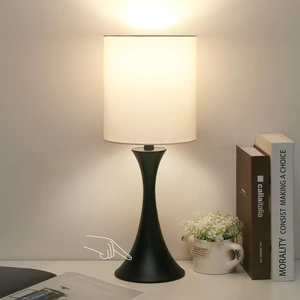 3 Way Touch Control Table Lamp, Modern Bedside Lamp for Bedroom, Dimmable Black Nightstand Lamp White Shade Desk Reading Light for Living Room Office Dorm, 3000K LED Bulb Included 3 Way Touch Control Table Lamp, Modern Bedside Lamp for Bedroom, Dimmable Black Nightstand Lamp White Shade Desk Reading Light for Living Room Office Dorm, 3000K LED Bulb Included