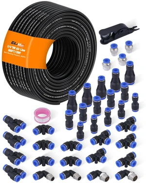 1/4" Air Line Tubing Kit, 100FT SAE J844 PA Nylon Air Hose Tubing Comes with Cutter and Teflon Tape, 1/4" Air Hose with Push to Connect Fittings for Air Brake System Or Fluid Transfer(40PCS) 1/4" Air Line Tubing Kit, 100FT SAE J844 PA Nylon Air Hose Tubing Comes with Cutter and Teflon Tape, 1/4" Air Hose with Push to Connect Fittings for Air Brake System Or Fluid Transfer(40PCS)