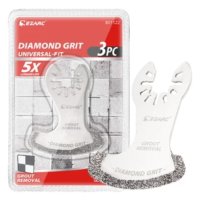 Diamond Oscillating Saw Blades for Grout and Mortar, 3-Pack 0.09-Inch Kerf, Segmented Swing Design, Flat Side for Corners, Up to 5x Life, Remove Grout, Mortar and Plaster Diamond Oscillating Saw Blades for Grout and Mortar, 3-Pack 0.09-Inch Kerf, Segmented Swing Design, Flat Side for Corners, Up to 5x Life, Remove Grout, Mortar and Plaster