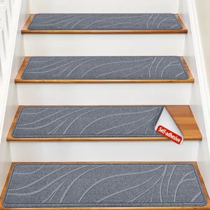 Stair Treads for Wooden Steps, 7 PCS 8"x30", Grey Non-Slip TPE Backing Indoor Stair Runners, Washable & Reusable Stairs Carpet Rugs, No Residue, Safe for Kids, Pets, Seniors Stair Treads for Wooden Steps, 7 PCS 8"x30", Grey Non-Slip TPE Backing Indoor Stair Runners, Washable & Reusable Stairs Carpet Rugs, No Residue, Safe for Kids, Pets, Seniors