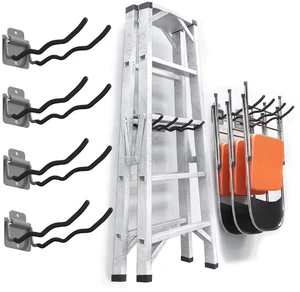 Garage Tool Organizer Hooks, 4-Pack Heavy-Duty 12" Steel Wave Hooks Wall Mount Garage Storage Utility Hook for Car Tires, Ladder, Chairs, Power tools, Garden tools Garage Tool Organizer Hooks, 4-Pack Heavy-Duty 12" Steel Wave Hooks Wall Mount Garage Storage Utility Hook for Car Tires, Ladder, Chairs, Power tools, Garden tools