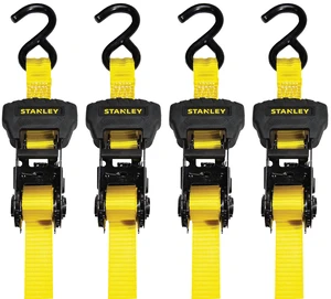 S1006 Black/Yellow 1" x 14' Ratchet Tie Down Straps - Medium Cargo Hauling (3,000 lbs Break Strength), 4 Pack S1006 Black/Yellow 1" x 14' Ratchet Tie Down Straps - Medium Cargo Hauling (3,000 lbs Break Strength), 4 Pack