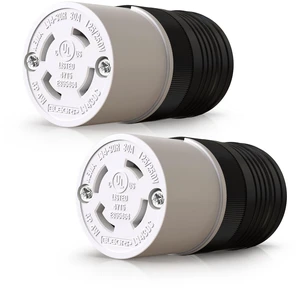 NEMA L14-30R Locking Connector, Generator Twist Lock Adapter Female Connector, 30 Amp 125/250V 3 Pole 4 Wire Grounding, Industrial Grade Heavy Duty, UL Listed (2 Pack, Black/White) NEMA L14-30R Locking Connector, Generator Twist Lock Adapter Female Connector, 30 Amp 125/250V 3 Pole 4 Wire Grounding, Industrial Grade Heavy Duty, UL Listed (2 Pack, Black/White)