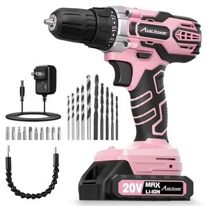 20V Cordless Drill Set with Battery & Charger for Women-Pink 2 Speeds, 3/8" Keyless Chuck, 19 Positions, 22 Accessories, Drill Bits for Versatile Drilling Driving Tasks & Daily Repair 20V Cordless Drill Set with Battery & Charger for Women-Pink 2 Speeds, 3/8" Keyless Chuck, 19 Positions, 22 Accessories, Drill Bits for Versatile Drilling Driving Tasks & Daily Repair