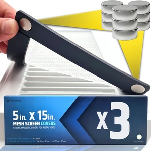 Powerful Magnetic Vent Screen Mesh Covers (3-Pack - New & Improved) - Will Never Move/Fall - for Floor, Wall & Ceiling Registers of Width 5" to 6", Length 15" to 16" - Strong Neodymium Magnets | White Powerful Magnetic Vent Screen Mesh Covers (3-Pack - New & Improved) - Will Never Move/Fall - for Floor, Wall & Ceiling Registers of Width 5" to 6", Length 15" to 16" - Strong Neodymium Magnets | White