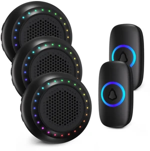 Wireless Doorbell Door bell Chimes with Mute Mode, 48 Ringtones 5 Volume Levels, Operating at 1000ft Range, LED Strobe, 2 Transmitters+3 Receivers Waterproof Doorbell Kit for Home/Classroom Wireless Doorbell Door bell Chimes with Mute Mode, 48 Ringtones 5 Volume Levels, Operating at 1000ft Range, LED Strobe, 2 Transmitters+3 Receivers Waterproof Doorbell Kit for Home/Classroom