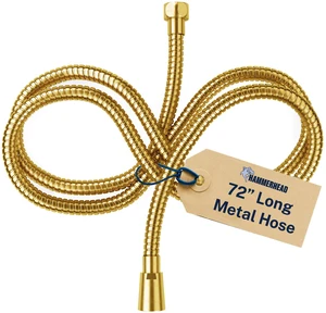 Solid Metal Shower Hose Attachment for Showerhead, Extra-Long 72-Inch Universal Replacement Hose for Hand held Shower, Brushed Gold Solid Metal Shower Hose Attachment for Showerhead, Extra-Long 72-Inch Universal Replacement Hose for Hand held Shower, Brushed Gold