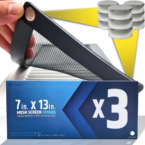 Powerful Magnetic Vent Screen Mesh Covers (3-Pack - New & Improved) - Will Never Move/Fall - for Floor, Wall & Ceiling Registers of Width 7" to 8", Length 13" to 14" - Strong Neodymium Magnets | White Powerful Magnetic Vent Screen Mesh Covers (3-Pack - New & Improved) - Will Never Move/Fall - for Floor, Wall & Ceiling Registers of Width 7" to 8", Length 13" to 14" - Strong Neodymium Magnets | White