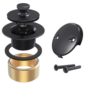 Matte Black Tub Drain and Overflow Kit, Bath Tub Drain Stopper Set Tub Drains Cover, Lift & Turn Bathtub Drain Kit with 2-Hole Overflow Faceplate Conversion Kit Assembly Fine/Coarse Thread Matte Black Tub Drain and Overflow Kit, Bath Tub Drain Stopper Set Tub Drains Cover, Lift & Turn Bathtub Drain Kit with 2-Hole Overflow Faceplate Conversion Kit Assembly Fine/Coarse Thread