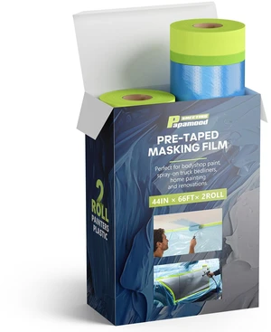 Pre-taped Automotive Masking Film for Painting - 44" x 66', 2 Rolls Painters Plastic Sheeting Roll Masking Tape and Drape, Paint Supplies for Cars Walls Furniture Floor Spraying Pre-taped Automotive Masking Film for Painting - 44" x 66', 2 Rolls Painters Plastic Sheeting Roll Masking Tape and Drape, Paint Supplies for Cars Walls Furniture Floor Spraying