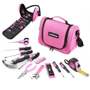Pink Tool Set | Tool Bag for Women with Shoulder Strap | Basic Tool Kit|21Pcs Tool Pouch with Zipper|Portable Tool Bag with Tools for Home|Dorm|Office|DIY|Desk|Apartment Pink Tool Set | Tool Bag for Women with Shoulder Strap | Basic Tool Kit|21Pcs Tool Pouch with Zipper|Portable Tool Bag with Tools for Home|Dorm|Office|DIY|Desk|Apartment