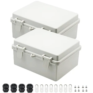 2pcs Junction Box ABS Plastic Dustproof Waterproof IP65 Electrical Boxes Hinged Shell Outdoor Universal Project Enclosure 8.7 x 6.7 x 4.3 inch (220x170x110 mm) 2pcs Junction Box ABS Plastic Dustproof Waterproof IP65 Electrical Boxes Hinged Shell Outdoor Universal Project Enclosure 8.7 x 6.7 x 4.3 inch (220x170x110 mm)