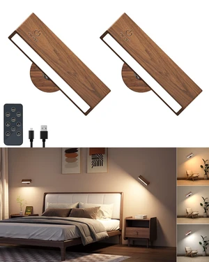 Wooden Wall Sconce Battery Operated with Remote,Rechargeable Wall Lights for Bedroom with 3 Color Temperature, Magnetic, Stick-On, Dimmable Wall Reading Lights (Walnutwood, 2 Pack) Wooden Wall Sconce Battery Operated with Remote,Rechargeable Wall Lights for Bedroom with 3 Color Temperature, Magnetic, Stick-On, Dimmable Wall Reading Lights (Walnutwood, 2 Pack)