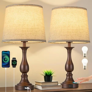 Bedside Table Lamp Touch Control Bedroom Lamps with USB A + C Charging Port 3 Way Dimmable Touch Lamps for Nightstand Living Room Bedroom Dorm Home Office Reading, Set of 2 (Beige Shade & Brown Base) Bedside Table Lamp Touch Control Bedroom Lamps with USB A + C Charging Port 3 Way Dimmable Touch Lamps for Nightstand Living Room Bedroom Dorm Home Office Reading, Set of 2 (Beige Shade & Brown Base)