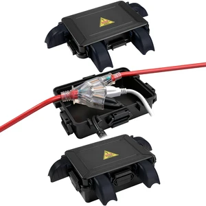 Small Outdoor Electrical Box,IP54 Waterproof Extension Cord Cover 7.3*5.1*1.6 inch Weatherproof Connection Box w/4 Cable Entry Protect for Plug,Connector,Festive Light (2 PCS, Black) Small Outdoor Electrical Box,IP54 Waterproof Extension Cord Cover 7.3*5.1*1.6 inch Weatherproof Connection Box w/4 Cable Entry Protect for Plug,Connector,Festive Light (2 PCS, Black)