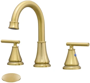 Widespread Bathroom Faucet 3 Hole, Brushed Gold Faucet with Pop-up Drain Multi-Certified Reliable Faucet with Detachable Faucet Aerator Widely Fits 6-16 inch 3-hole sinks Widespread Bathroom Faucet 3 Hole, Brushed Gold Faucet with Pop-up Drain Multi-Certified Reliable Faucet with Detachable Faucet Aerator Widely Fits 6-16 inch 3-hole sinks