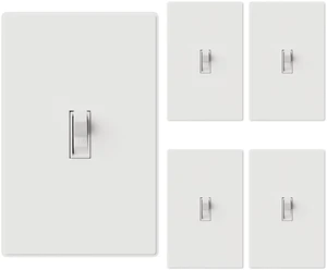 Single Pole Glossy Toggle Light Switch with Matte Mid Screwless Plate, 15A 120V, Toggle Framed AC Quiet Wall Switch, On/Off, Self-Grounding, Residential Grade, UL (5 Pack, White) Single Pole Glossy Toggle Light Switch with Matte Mid Screwless Plate, 15A 120V, Toggle Framed AC Quiet Wall Switch, On/Off, Self-Grounding, Residential Grade, UL (5 Pack, White)