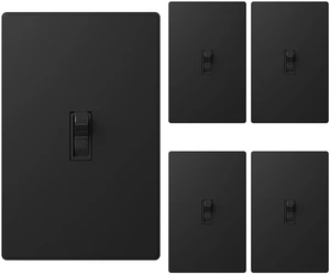Single Pole Glossy Toggle Light Switch with Matte Mid Screwless Plate, 15A 120V, Toggle Framed AC Quiet Switch, On/Off Wall Switch, Self-Grounding, Residential Grade, UL (5 Pack, Black) Single Pole Glossy Toggle Light Switch with Matte Mid Screwless Plate, 15A 120V, Toggle Framed AC Quiet Switch, On/Off Wall Switch, Self-Grounding, Residential Grade, UL (5 Pack, Black)