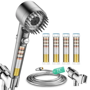 Filtered Shower Head with Handheld 4PCS Filters ShowerHead 4 Spray, High Pressure Shower Heads with ON/OFF Button, Water Softener for Hard Water, 70" Hose, Remove Chlorine Filtered Shower Head with Handheld 4PCS Filters ShowerHead 4 Spray, High Pressure Shower Heads with ON/OFF Button, Water Softener for Hard Water, 70" Hose, Remove Chlorine