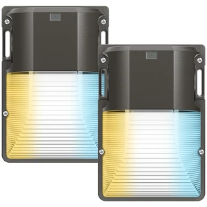 30W LED Wall Pack Light, 3CCT 3600LM, Dusk to Dawn Sensor, 2 Pack 120Vac, IP65 Waterproof, 3CCT 3600LM, Hardwired Installation, Pre-punched Design, UL Listed, Garage and Porch Security Use 30W LED Wall Pack Light, 3CCT 3600LM, Dusk to Dawn Sensor, 2 Pack 120Vac, IP65 Waterproof, 3CCT 3600LM, Hardwired Installation, Pre-punched Design, UL Listed, Garage and Porch Security Use