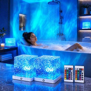 2-Pack Shower Light Waterproof, Cordless Shower Lamp with Rechargeable 16 Color Ambient Lighting with Touch & Remote Control Dimmable, LED Ocean Wave Projector Light for Bathroom, Living Room 2-Pack Shower Light Waterproof, Cordless Shower Lamp with Rechargeable 16 Color Ambient Lighting with Touch & Remote Control Dimmable, LED Ocean Wave Projector Light for Bathroom, Living Room