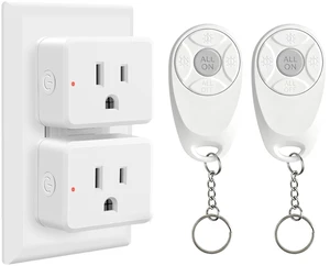 Remote Control Outlet,2 Wireless Light Switches and 2 Outlet Plugs,Remote Outlets Switch,No Wiring Needed,500ft Range Coverage,15A/1500W for Lamps,Fans,TV,FCC Certified, White Remote Control Outlet,2 Wireless Light Switches and 2 Outlet Plugs,Remote Outlets Switch,No Wiring Needed,500ft Range Coverage,15A/1500W for Lamps,Fans,TV,FCC Certified, White