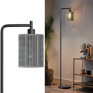 66" Black Floor Lamp for Living Room, Boho Floor Lamp with LED Bulb, Foot Switch, Gray Rattan Shade, Industrial Tall Farmhouse Standing Lamp for Bedroom, Dining Room, Study Room, Office 66" Black Floor Lamp for Living Room, Boho Floor Lamp with LED Bulb, Foot Switch, Gray Rattan Shade, Industrial Tall Farmhouse Standing Lamp for Bedroom, Dining Room, Study Room, Office