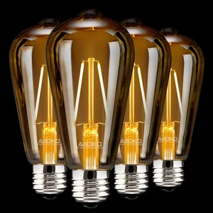Edison Bulb ST64, 2200K-2400K, Dimmable, Vintage Style, 4-Pack 4W Edison Bulb ST64, 2200K-2400K, Dimmable, Vintage Style, 4-Pack 4W