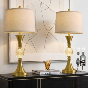 28.5" Gold Table Lamps Set of 2, Tall Luxury Bedside Lamps with Night Light, USB A+C Charging Ports, Elegant Metal Nightstand Lamps for Bedroom Office End Table Decoration 28.5" Gold Table Lamps Set of 2, Tall Luxury Bedside Lamps with Night Light, USB A+C Charging Ports, Elegant Metal Nightstand Lamps for Bedroom Office End Table Decoration