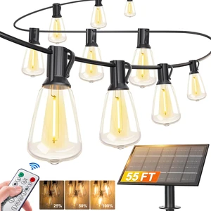 55FT Solar String Lights, Outdoor with Remote 24+2 ST38 LED Waterproof Remote Control Solar Lights Porch Garden Market Bistro Patio Backyard Fence 55FT Solar String Lights, Outdoor with Remote 24+2 ST38 LED Waterproof Remote Control Solar Lights Porch Garden Market Bistro Patio Backyard Fence