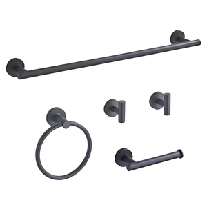 Matte Black Bathroom Hardware Set 5 Piece with Towel Racks for Bathroom, SUS304 Stainless Steel Bath Towel Bar Set, 24 Inch Wall Mounted Accessories Kit Matte Black Bathroom Hardware Set 5 Piece with Towel Racks for Bathroom, SUS304 Stainless Steel Bath Towel Bar Set, 24 Inch Wall Mounted Accessories Kit