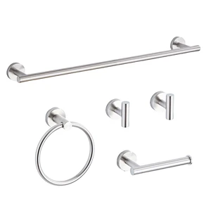 Brushed Nickel Bathroom Hardware Set 5 Piece with Towel Racks for Bathroom, SUS304 Stainless Steel Bath Towel Bar Set, 24 Inch Wall Mounted Accessories Kit Brushed Nickel Bathroom Hardware Set 5 Piece with Towel Racks for Bathroom, SUS304 Stainless Steel Bath Towel Bar Set, 24 Inch Wall Mounted Accessories Kit