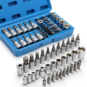 34-Piece 3/8'' Drive Torx Star Bit sockets CR-V E-Socket Set, E4-20, T10-60, Tamper Proof Set TT10-TT55, 5/16"F to 3/8"M adapter with Storage Case 34-Piece 3/8'' Drive Torx Star Bit sockets CR-V E-Socket Set, E4-20, T10-60, Tamper Proof Set TT10-TT55, 5/16"F to 3/8"M adapter with Storage Case